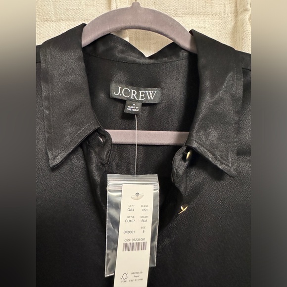 J.Crew Long Belted Black Shirt Dress Size 8 New With Tag - Picture 2 of 3